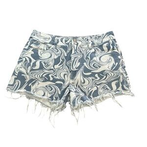 Cider blue swirl print jean shorts size Large